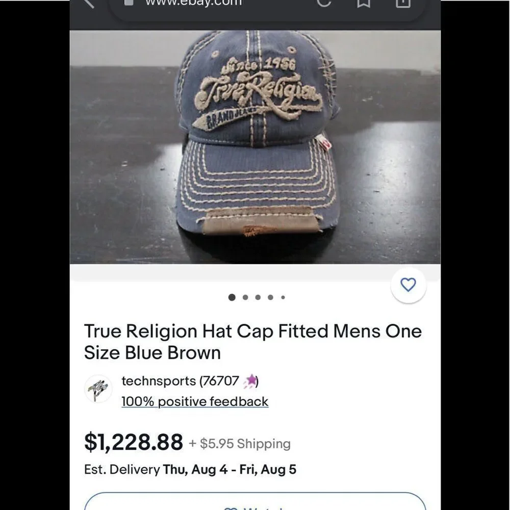 RARE TRUE RELIGION Brand Jeans Since 1956 Distressed‎ Fitted Hat